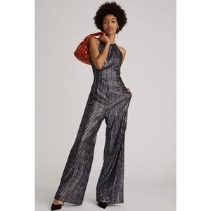 Maeve Black and Silver Striped Jumpsuit NWT